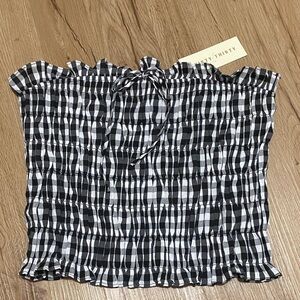 Black and White Checkered Women Top